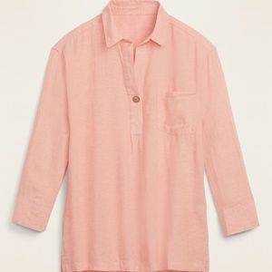 Old Navy Peach-colored Linen-Blend Popover Tunic